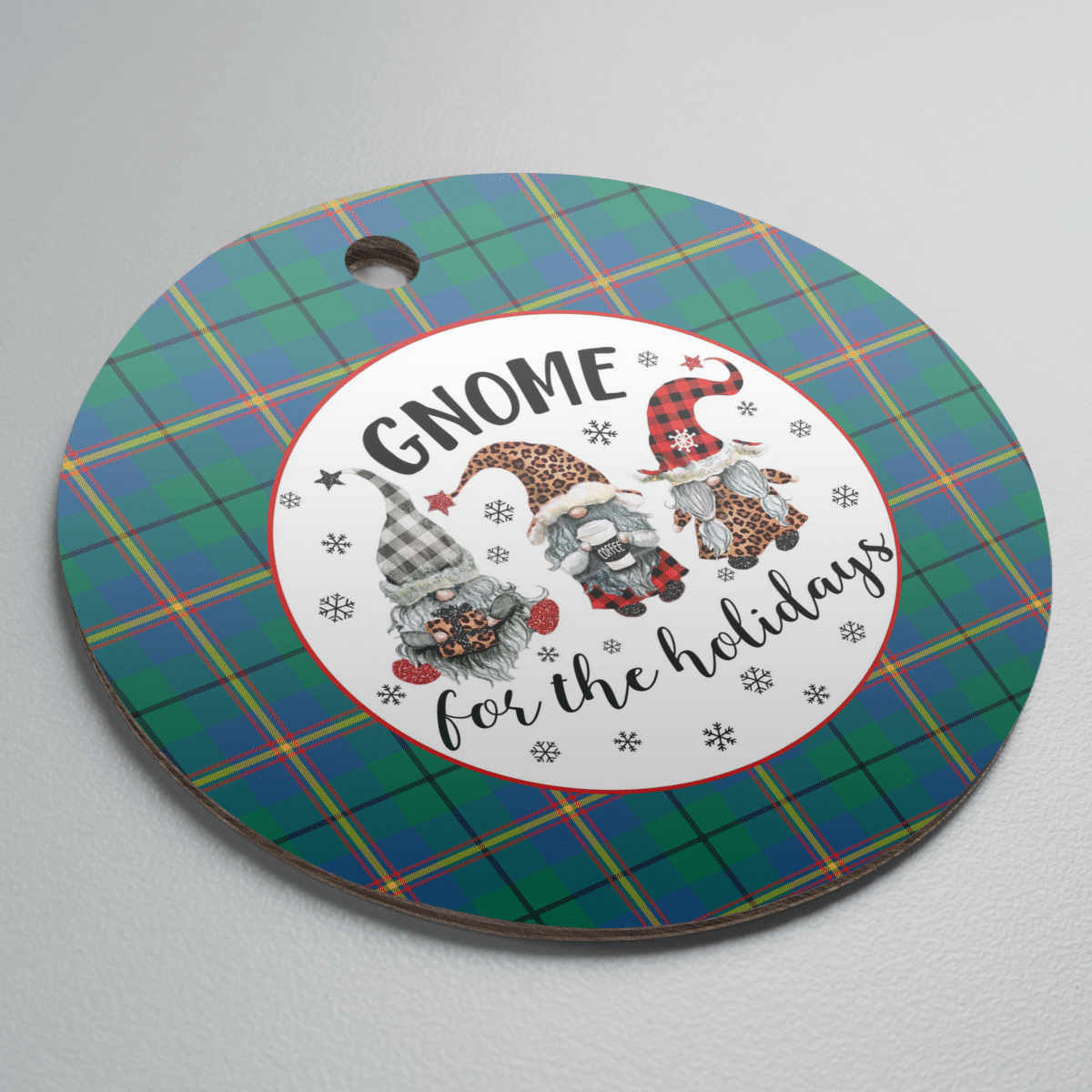 Clan Carmichael Ancient Tartan Tartan Crest Gnome Round Ceramic Ornament FJ53 Carmichael Ancient Tartan Tartan Christmas   