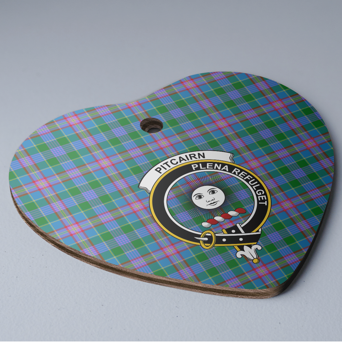 Clan Pitcairn Hunting Tartan Crest Heart Ceramic Ornament OA69 Pitcairn Hunting Tartan Tartan Christmas   