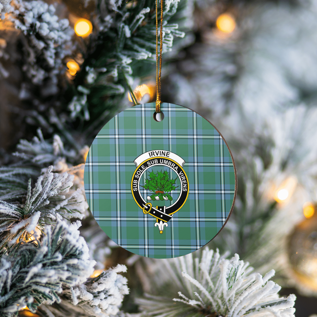 Clan Irvine Tartan Crest Round Ceramic Ornament YJ84 Irvine Tartan Tartan Christmas   
