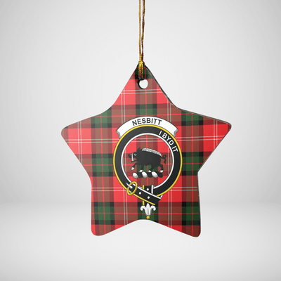 Clan Nesbitt Modern Tartan Crest Star Ceramic Ornament