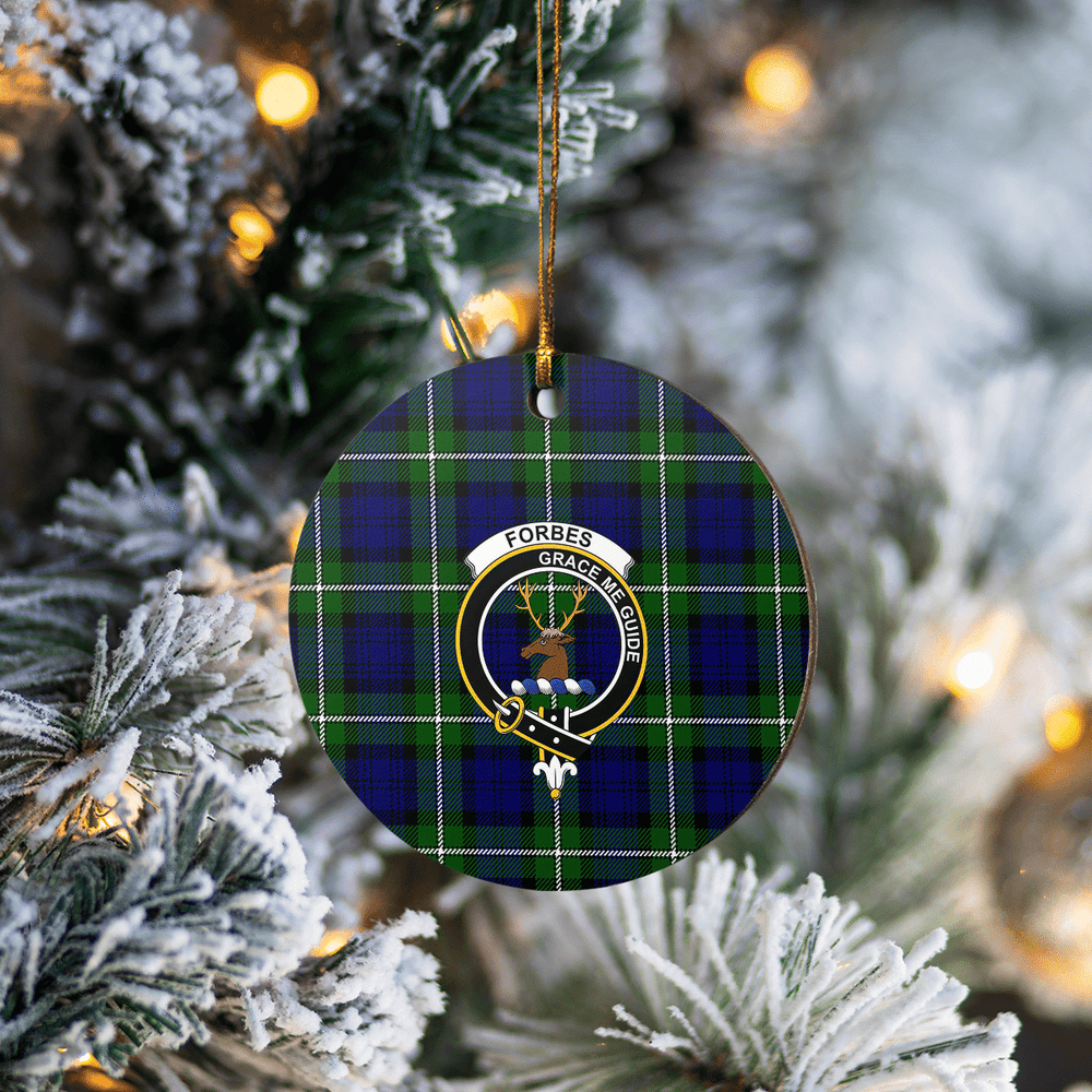 Clan Forbes Modern Tartan Crest Round Ceramic Ornament ZA82 Forbes Modern Tartan Tartan Christmas   