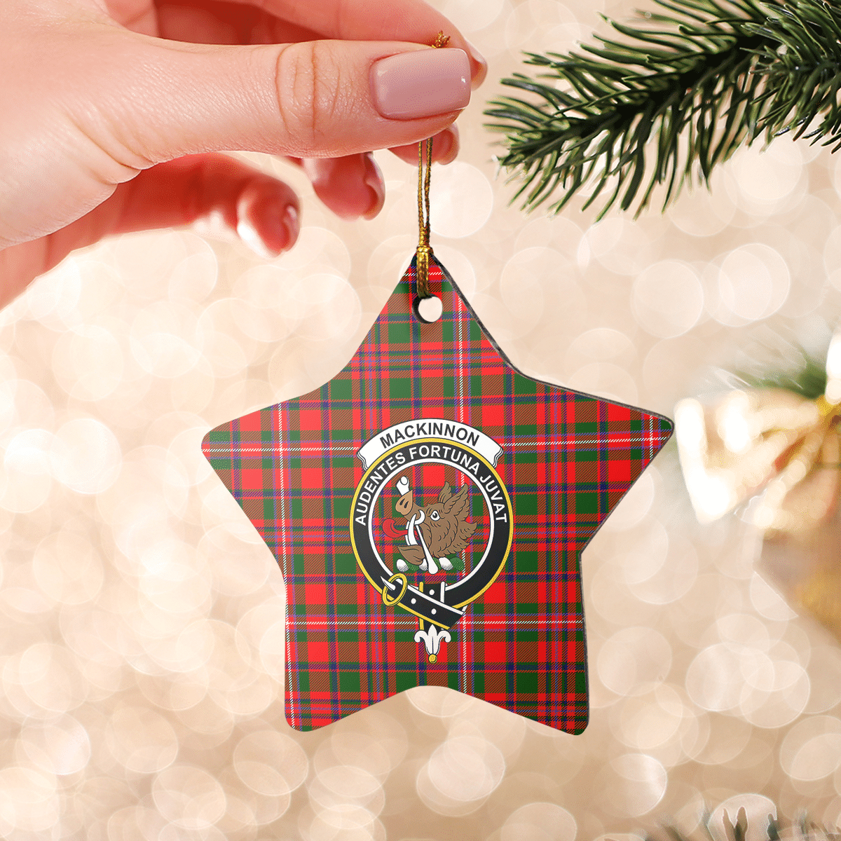 Clan MacKinnon Modern Tartan Crest Star Ceramic Ornament HK58 MacKinnon Modern Tartan Tartan Christmas   