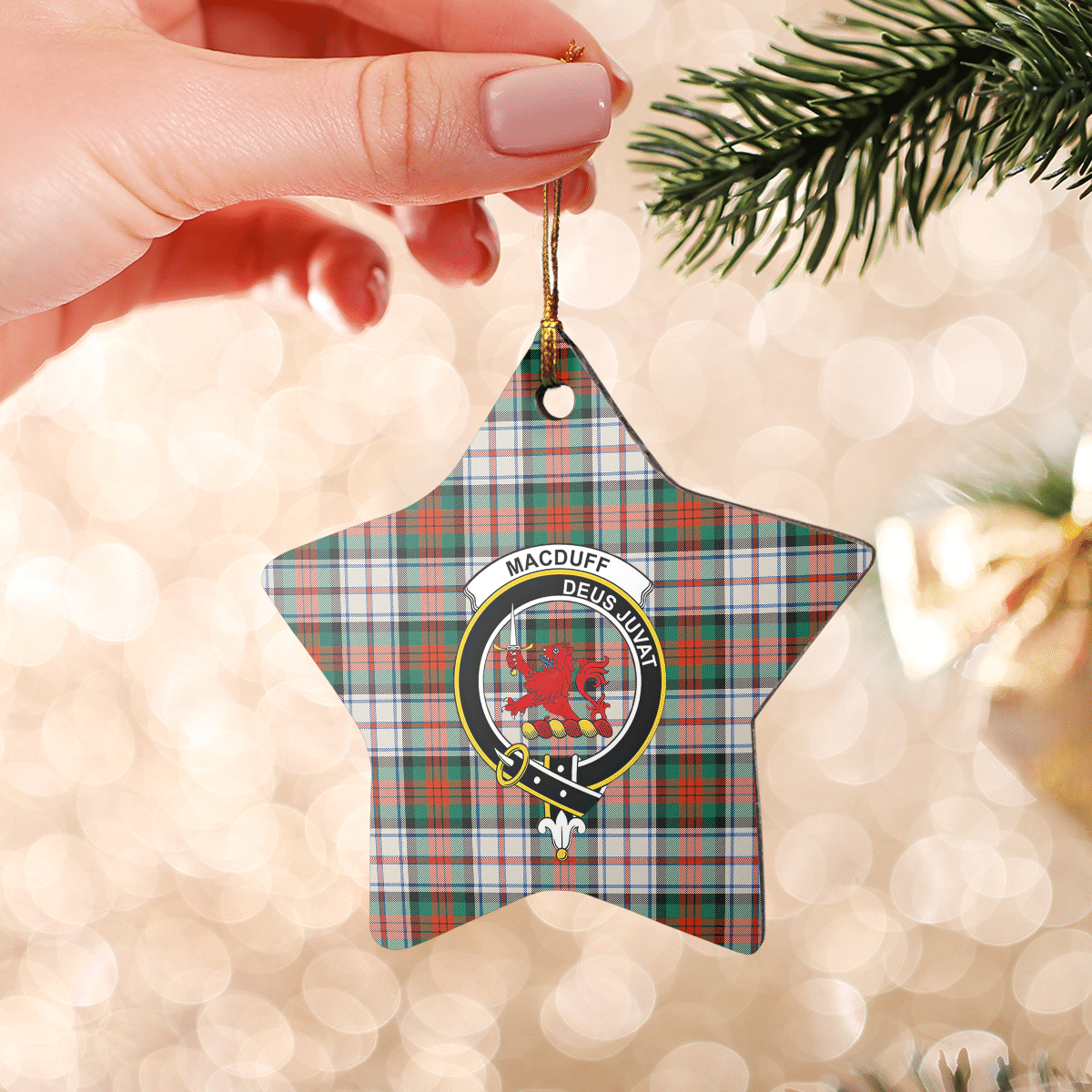 Clan MacDuff Dress Ancient Tartan Crest Star Ceramic Ornament FI35 MacDuff Dress Ancient Tartan Tartan Christmas   