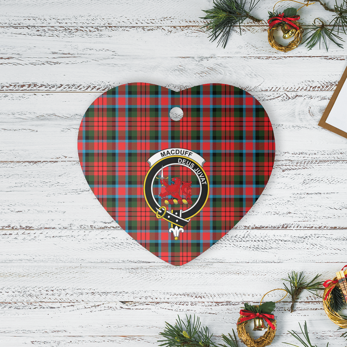 Clan MacDuff Modern Tartan Crest Heart Ceramic Ornament MJ41 MacDuff Modern Tartan Tartan Christmas   