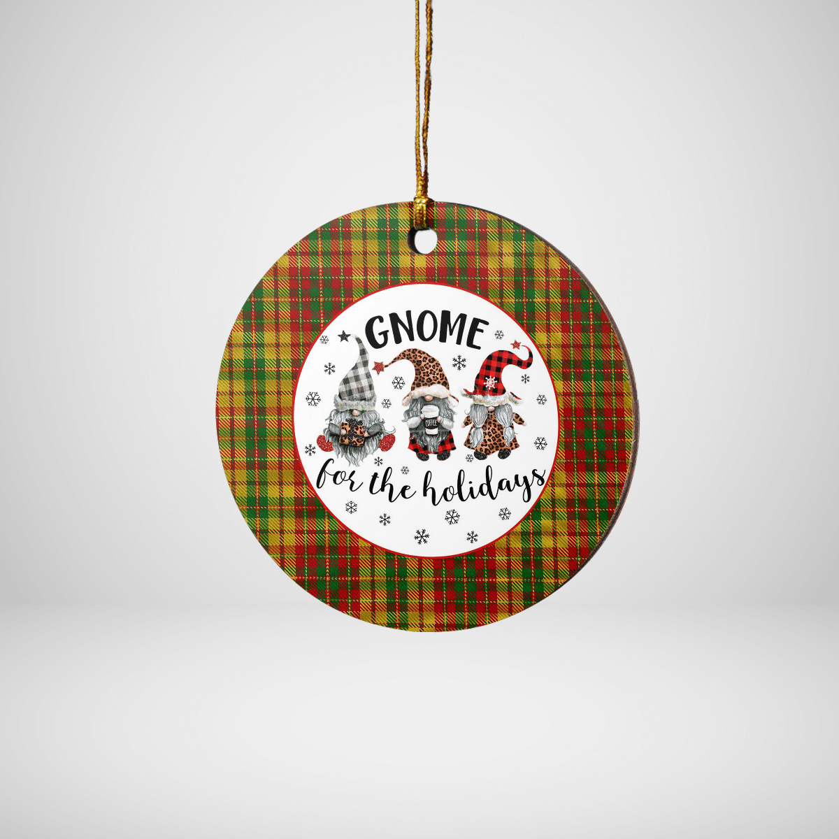 Clan Strathearn Modern Tartan Tartan Crest Gnome Round Ceramic Ornament AJ99 Strathearn Modern Tartan Tartan Christmas   