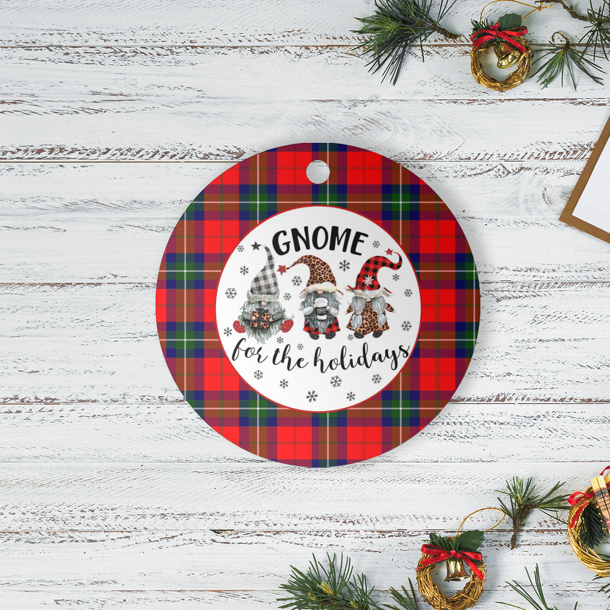 Clan Ruthven Modern Tartan Tartan Crest Gnome Round Ceramic Ornament ME56 Ruthven Modern Tartan Tartan Christmas   