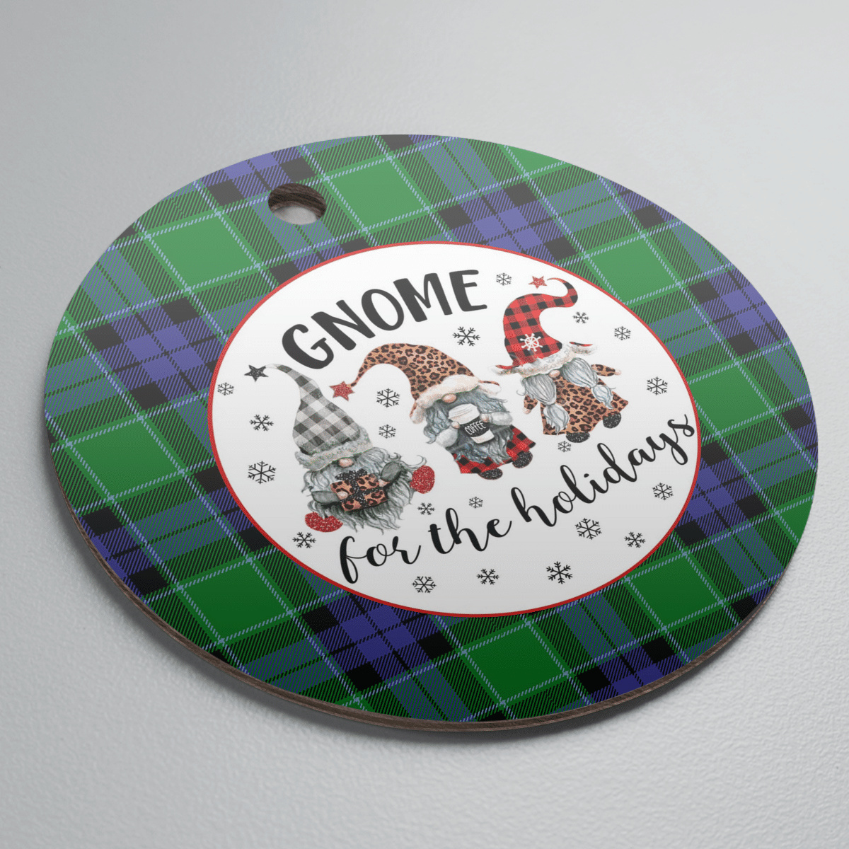 Clan Graham of Menteith Modern Tartan Tartan Crest Gnome Round Ceramic Ornament MZ53 Graham of Menteith Modern Tartan Tartan Christmas   