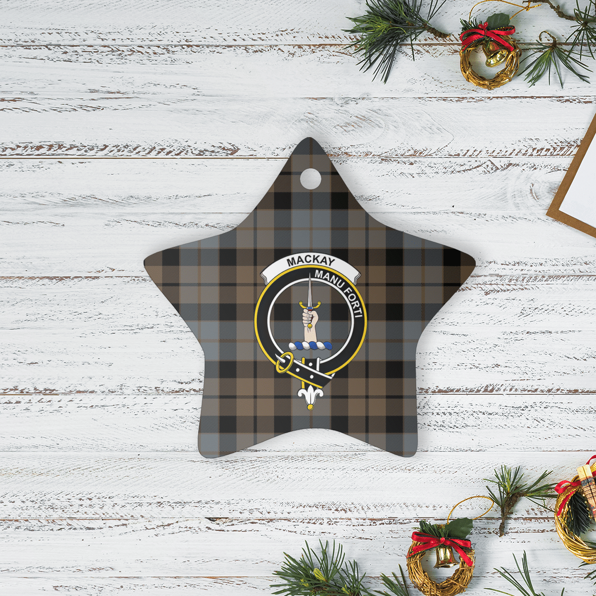 Clan MacKay Weathered Tartan Crest Star Ceramic Ornament LG10 MacKay Weathered Tartan Tartan Christmas   