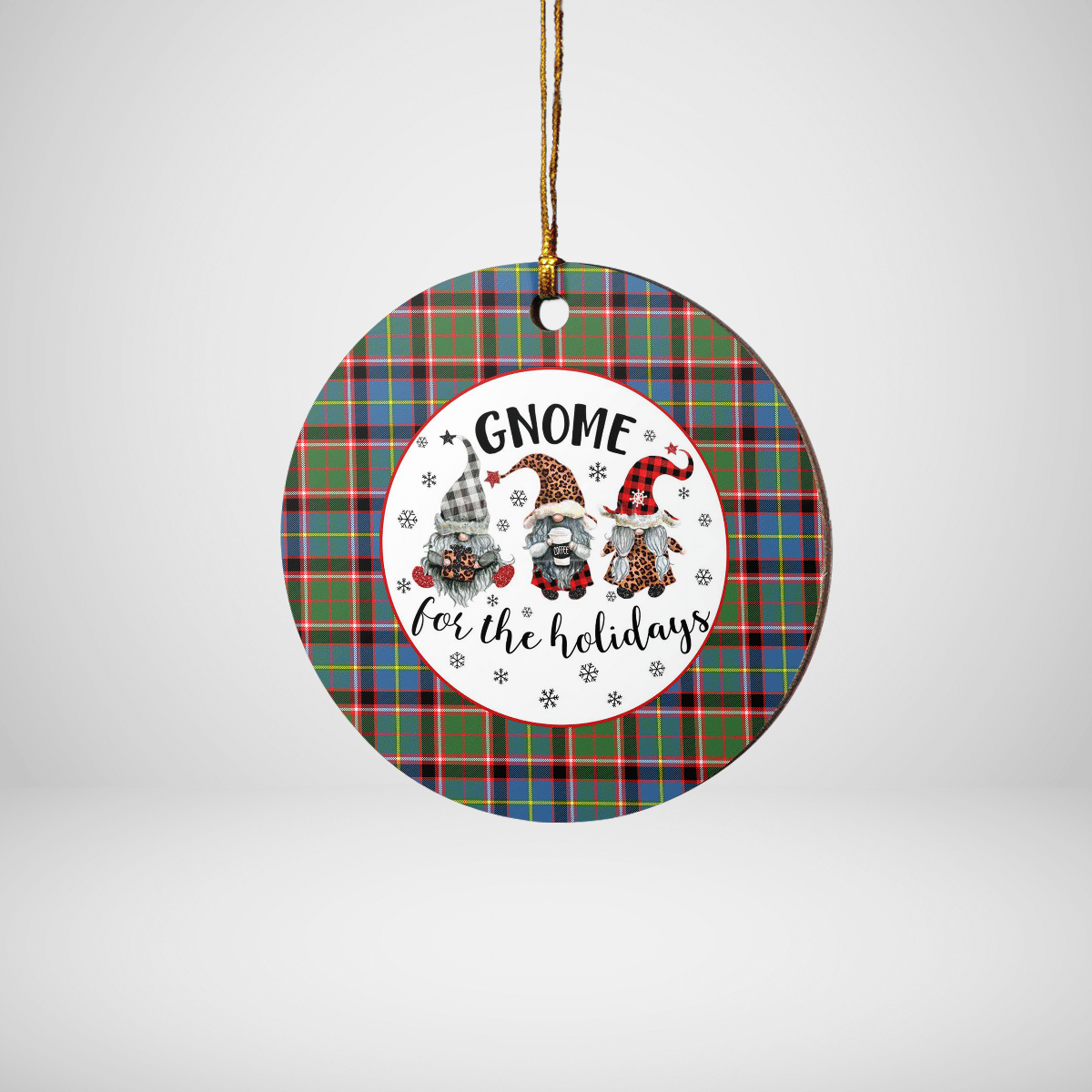 Clan Stirling (of Cadder-Present Chief) Tartan Tartan Crest Gnome Round Ceramic Ornament EG56 Stirling (of Cadder-Present Chief) Tartan Tartan Christmas   