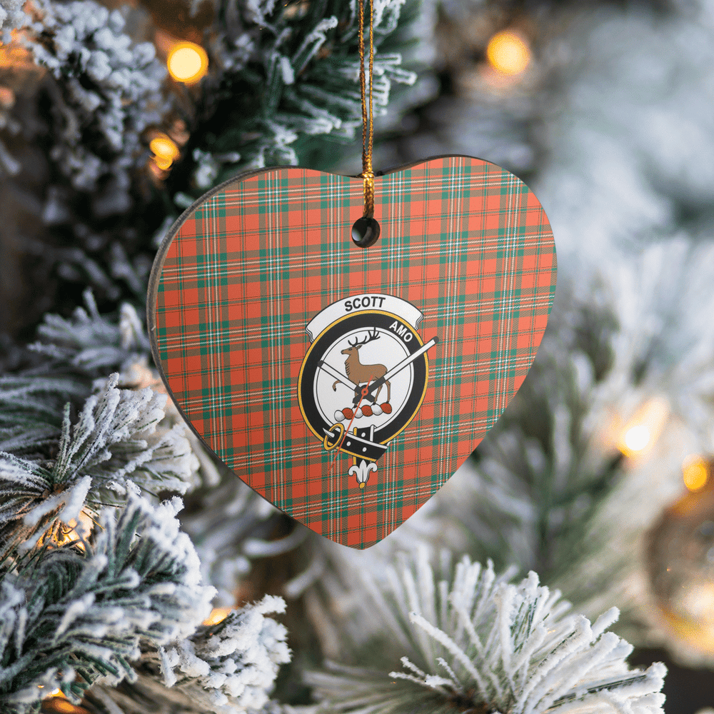 Clan Scott Ancient Tartan Crest Heart Ceramic Ornament EI94 Scott Ancient Tartan Tartan Christmas   