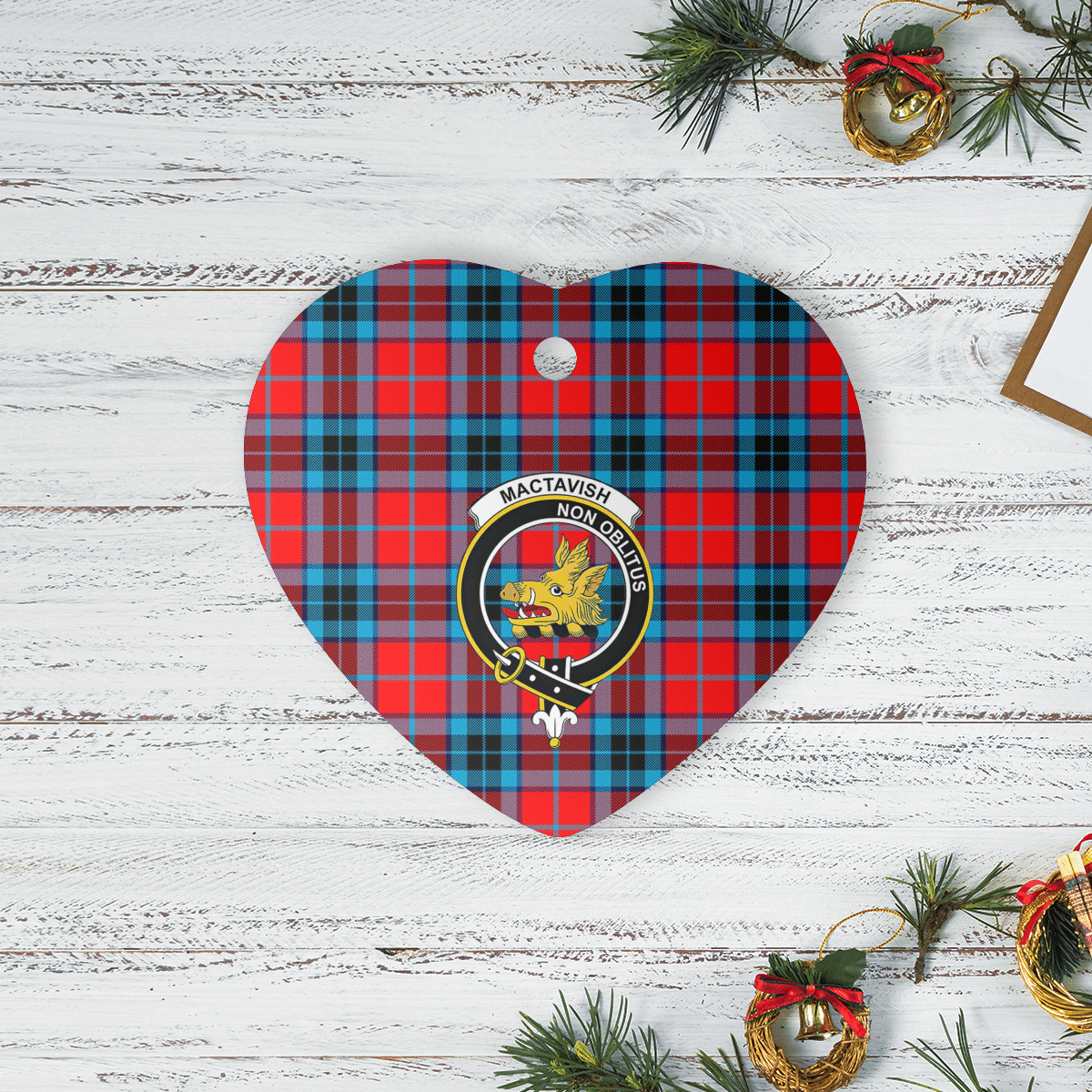 Clan MacTavish Modern Tartan Crest Heart Ceramic Ornament TC68 MacTavish Modern Tartan Tartan Christmas   