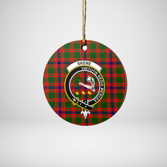 Clan Skene Modern Tartan Crest Round Ceramic Ornament ZL85 Skene Modern Tartan Tartan Christmas   