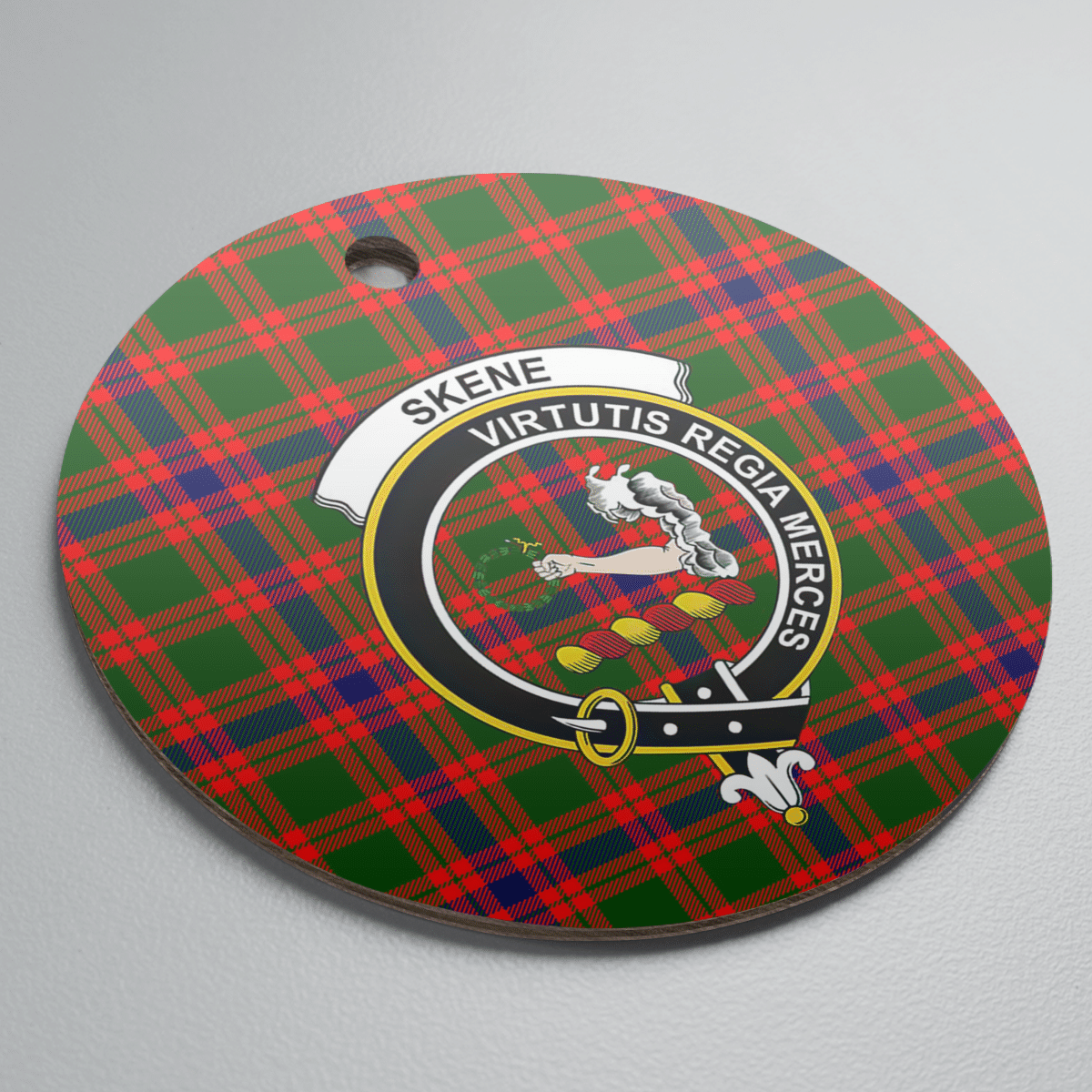 Clan Skene Modern Tartan Crest Round Ceramic Ornament ZL85 Skene Modern Tartan Tartan Christmas   