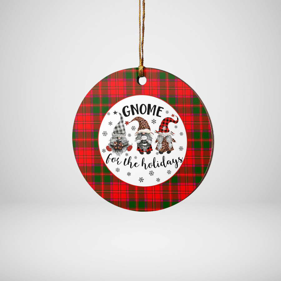 Clan Crief District Tartan Tartan Crest Gnome Round Ceramic Ornament US57 Crief District Tartan Tartan Christmas   