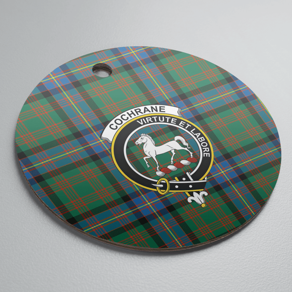 Clan Cochrane Ancient Tartan Crest Round Ceramic Ornament PR82 Cochrane Ancient Tartan Tartan Christmas   