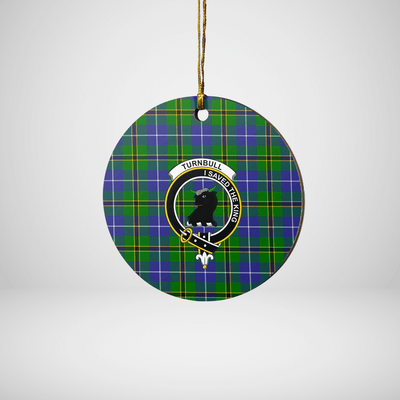 Clan Turnbull Hunting Tartan Crest Round Ceramic Ornament