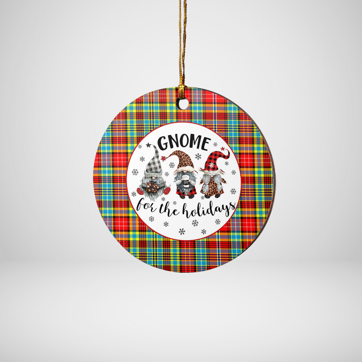 Clan Ogilvie Tartan Tartan Crest Gnome Round Ceramic Ornament JI93 Ogilvie Tartan Tartan Christmas   