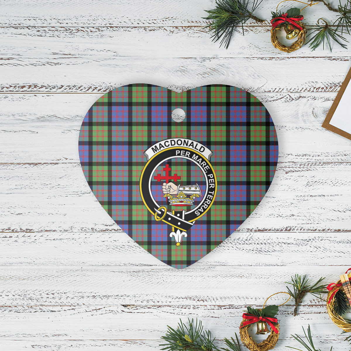 Clan MacDonald Ancient Tartan Crest Heart Ceramic Ornament LH98 MacDonald Ancient Tartan Tartan Christmas   