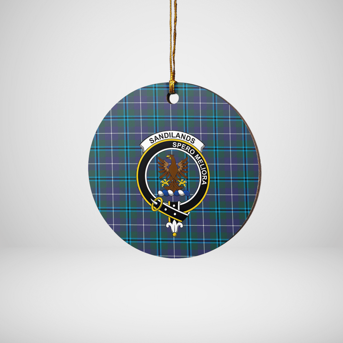 Clan Sandilands (Douglas) Tartan Crest Round Ceramic Ornament CQ68 Sandilands (Douglas) Tartan Tartan Christmas   