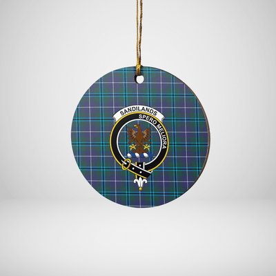 Clan Sandilands (Douglas) Tartan Crest Round Ceramic Ornament