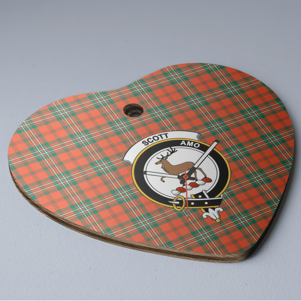 Clan Scott Ancient Tartan Crest Heart Ceramic Ornament EI94 Scott Ancient Tartan Tartan Christmas   
