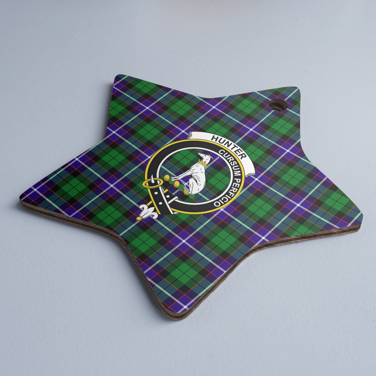 Clan Hunter Tartan Crest Star Ceramic Ornament NM43 Hunter Tartan Tartan Christmas   