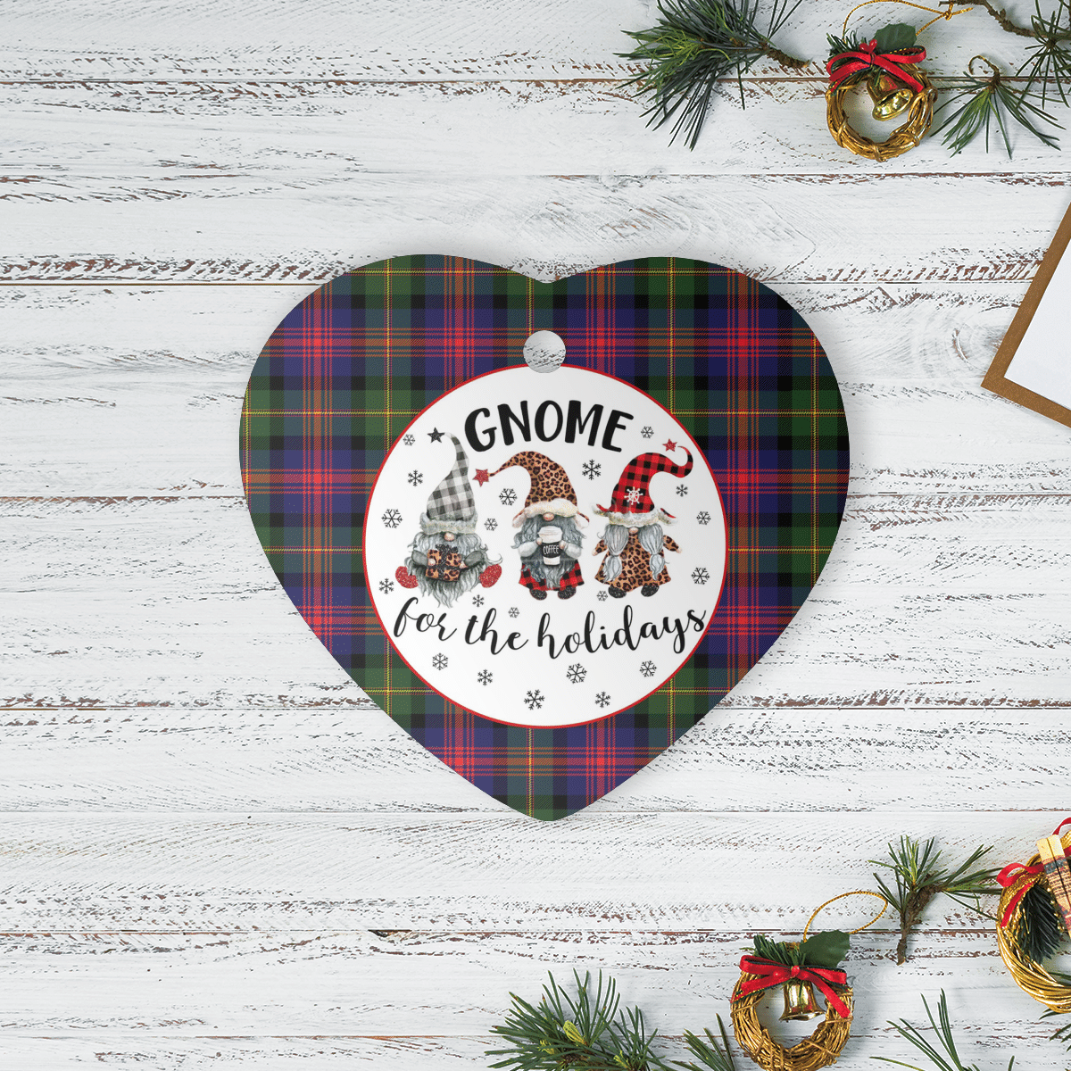 Clan Logan Modern Tartan Tartan Crest Gnome Heart Ceramic Ornament TF27 Logan Modern Tartan Tartan Christmas   