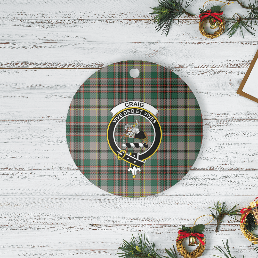 Clan Craig Ancient Tartan Crest Round Ceramic Ornament TR81 Craig Ancient Tartan Tartan Christmas   