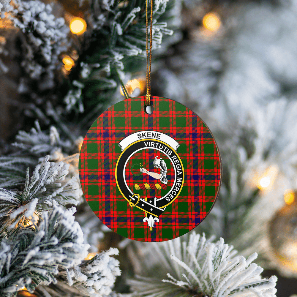 Clan Skene Modern Tartan Crest Round Ceramic Ornament ZL85 Skene Modern Tartan Tartan Christmas   