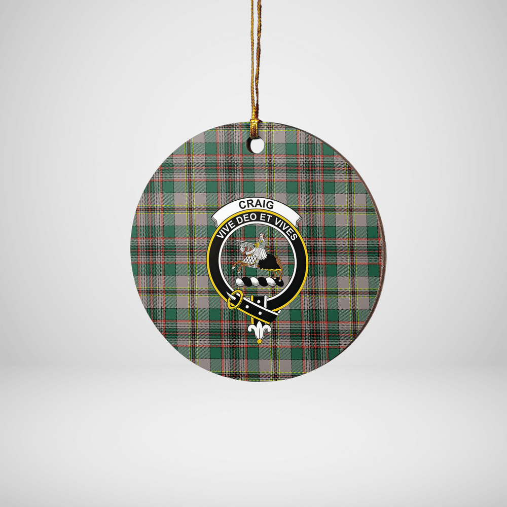 Clan Craig Ancient Tartan Crest Round Ceramic Ornament TR81 Craig Ancient Tartan Tartan Christmas   