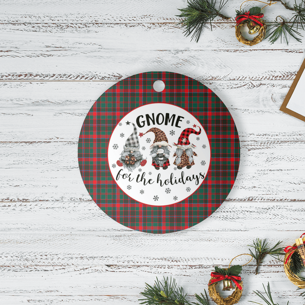 Clan Cumming Hunting Modern Tartan Tartan Crest Gnome Round Ceramic Ornament BP36 Cumming Hunting Modern Tartan Tartan Christmas   