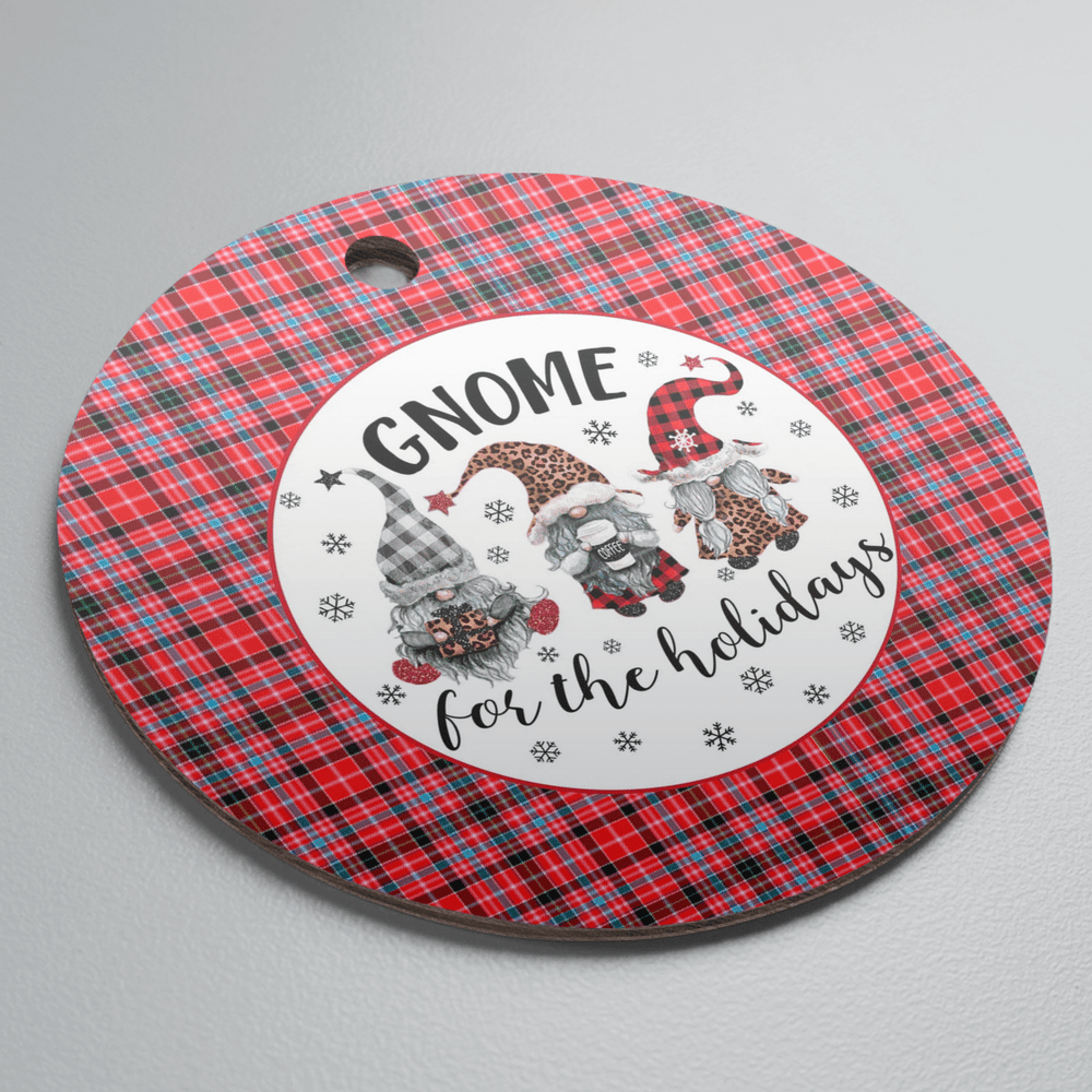 Clan Udny Tartan Tartan Crest Gnome Round Ceramic Ornament KY56 Udny Tartan Tartan Christmas   