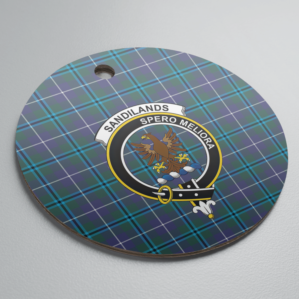Clan Sandilands (Douglas) Tartan Crest Round Ceramic Ornament CQ68 Sandilands (Douglas) Tartan Tartan Christmas   