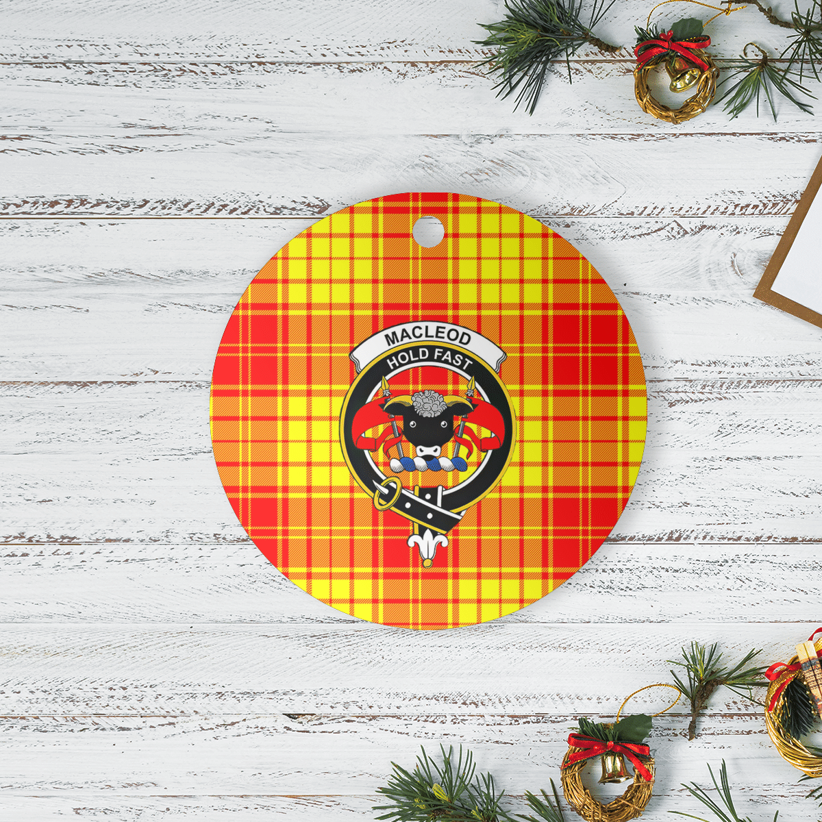 Clan MacMillan Tartan Crest Round Ceramic Ornament FB72 MacMillan Tartan Tartan Christmas   