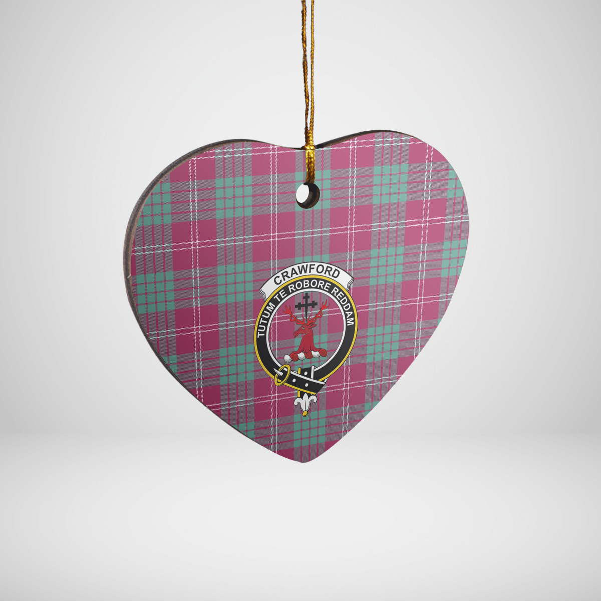 Clan Crawford Ancient Tartan Crest Heart Ceramic Ornament EW87 Crawford Ancient Tartan Tartan Christmas   