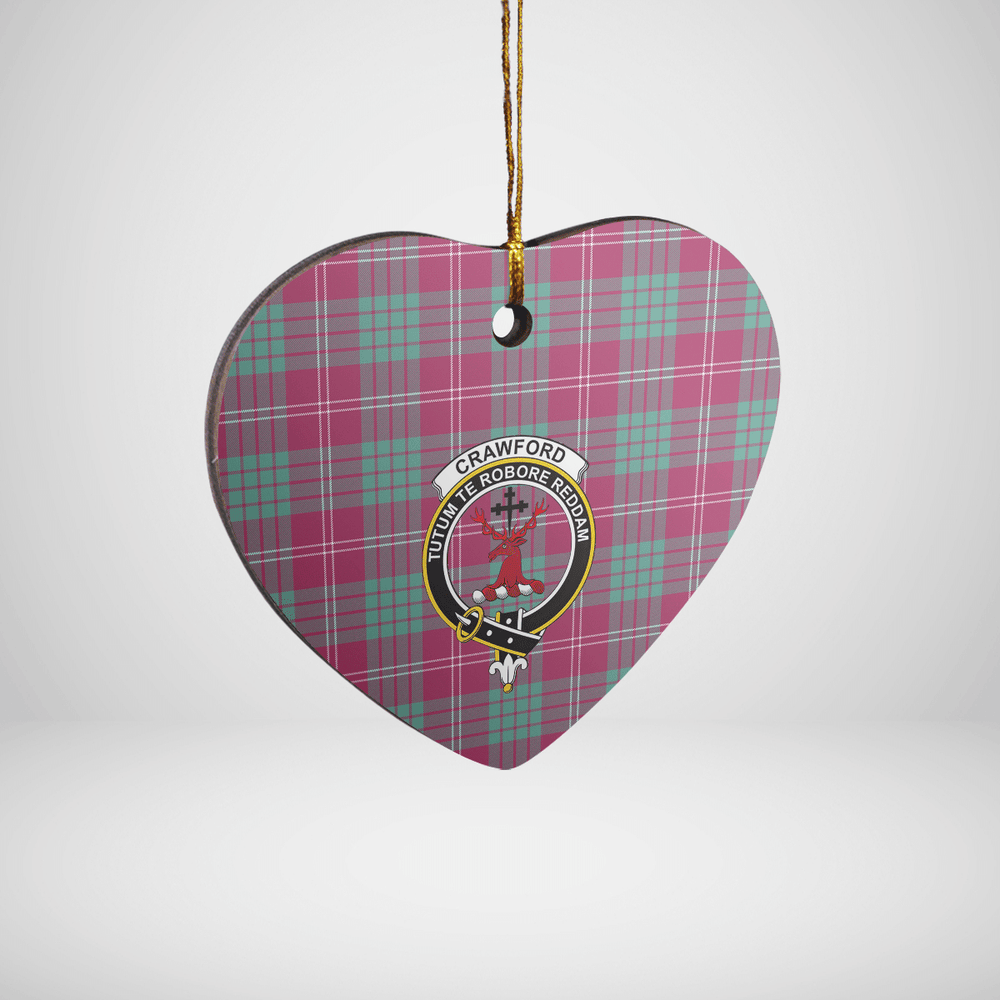 Clan Crawford Ancient Tartan Crest Heart Ceramic Ornament EW87 Crawford Ancient Tartan Tartan Christmas   