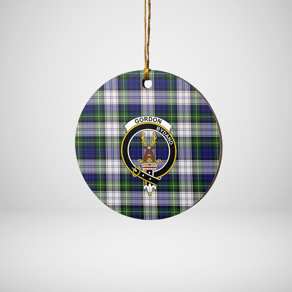 Clan Gordon Dress Modern Tartan Crest Round Ceramic Ornament CQ82 Gordon Dress Modern Tartan Tartan Christmas   