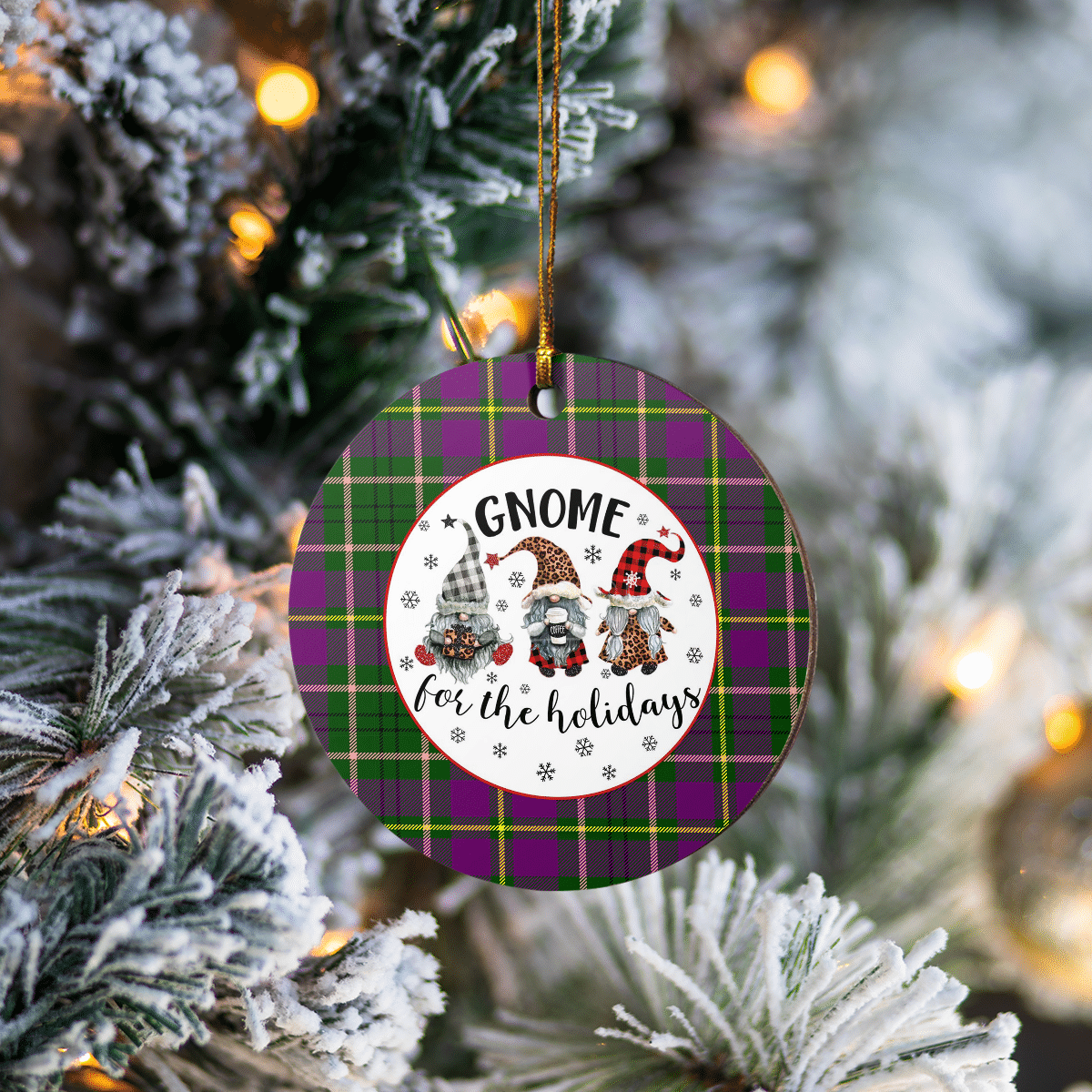 Clan Taylor Tartan Tartan Crest Gnome Round Ceramic Ornament GJ91 Taylor Tartan Tartan Christmas   