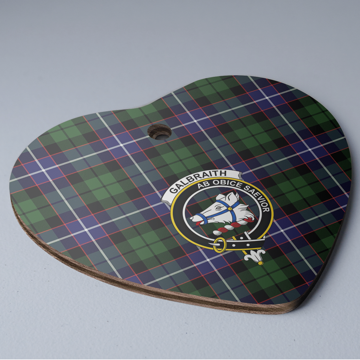 Clan Galbraith Modern Tartan Crest Heart Ceramic Ornament IR50 Galbraith Modern Tartan Tartan Christmas   