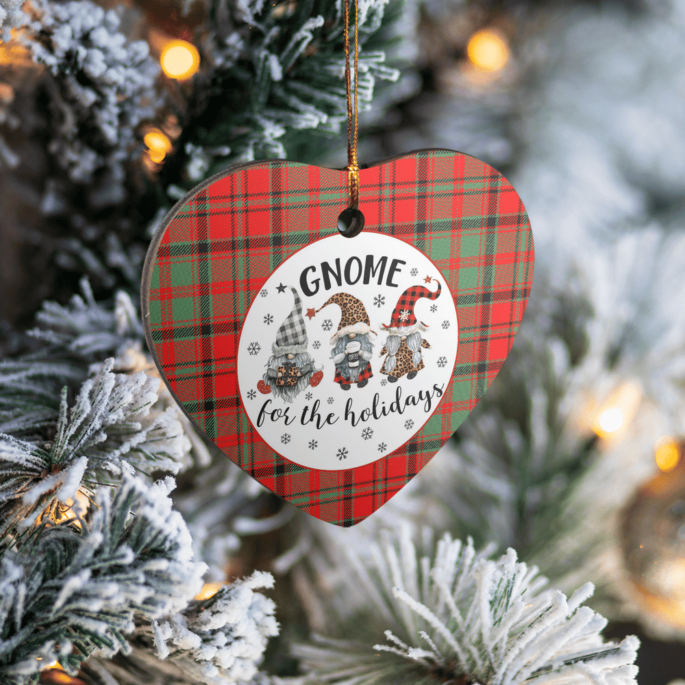 Clan Macnish Modern Tartan Tartan Crest Gnome Heart Ceramic Ornament AR81 Macnish Modern Tartan Tartan Christmas   