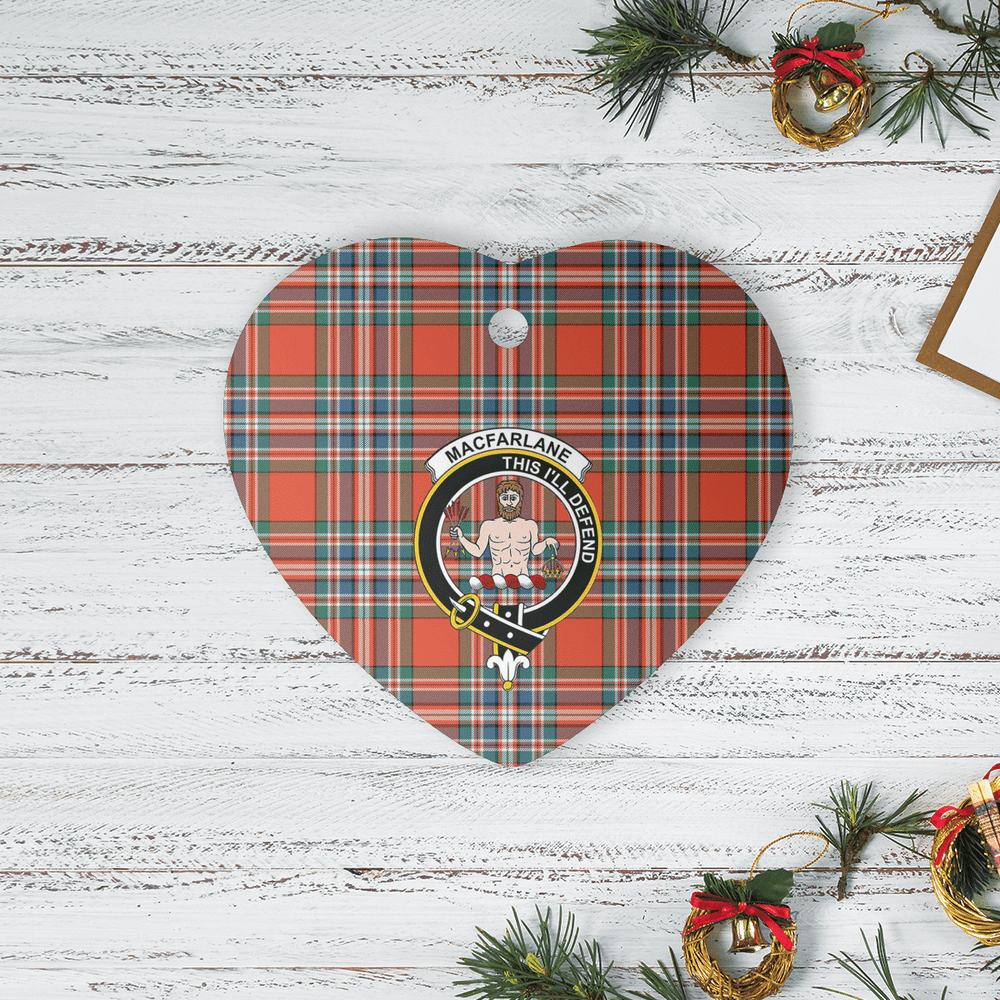 Clan MacFarlane Ancient Tartan Crest Heart Ceramic Ornament EM80 MacFarlane Ancient Tartan Tartan Christmas   