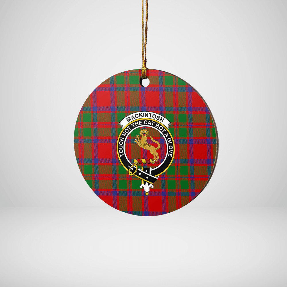 Clan MacKintosh Modern Tartan Crest Round Ceramic Ornament BN84 MacKintosh Modern Tartan Tartan Christmas   