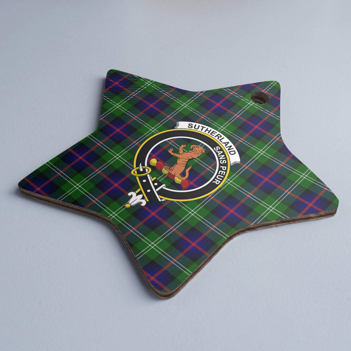 Clan Sutherland Modern Tartan Crest Star Ceramic Ornament NC73 Sutherland Modern Tartan Tartan Christmas   