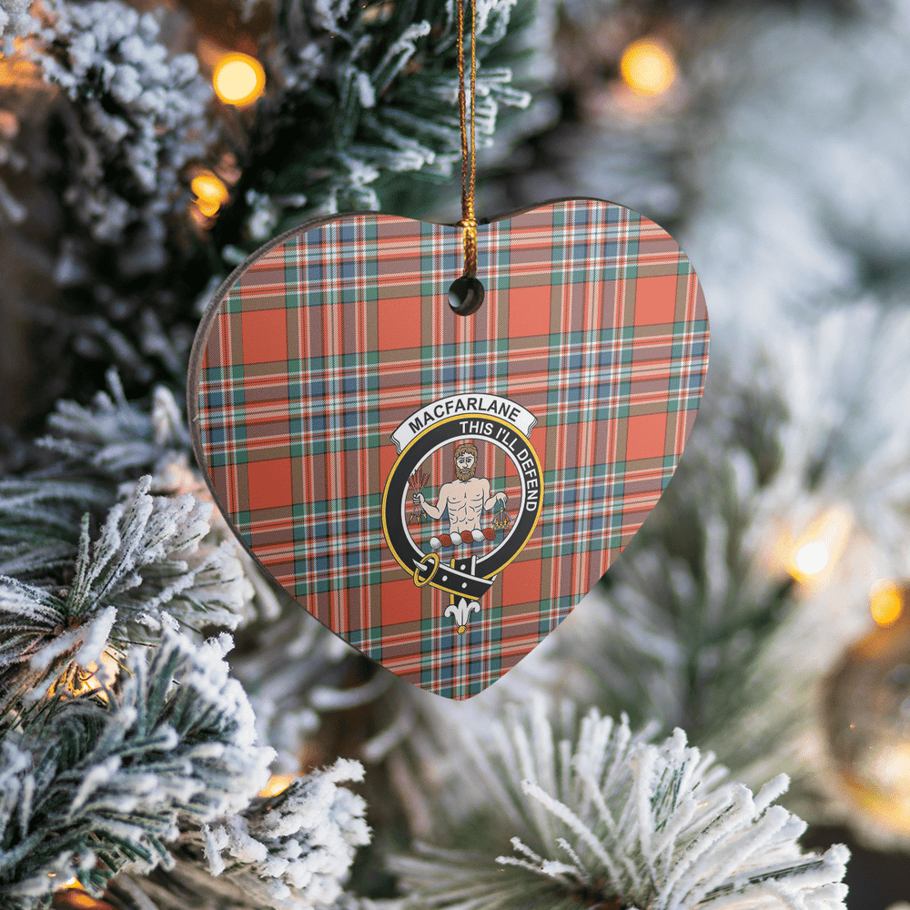 Clan MacFarlane Ancient Tartan Crest Heart Ceramic Ornament EM80 MacFarlane Ancient Tartan Tartan Christmas   