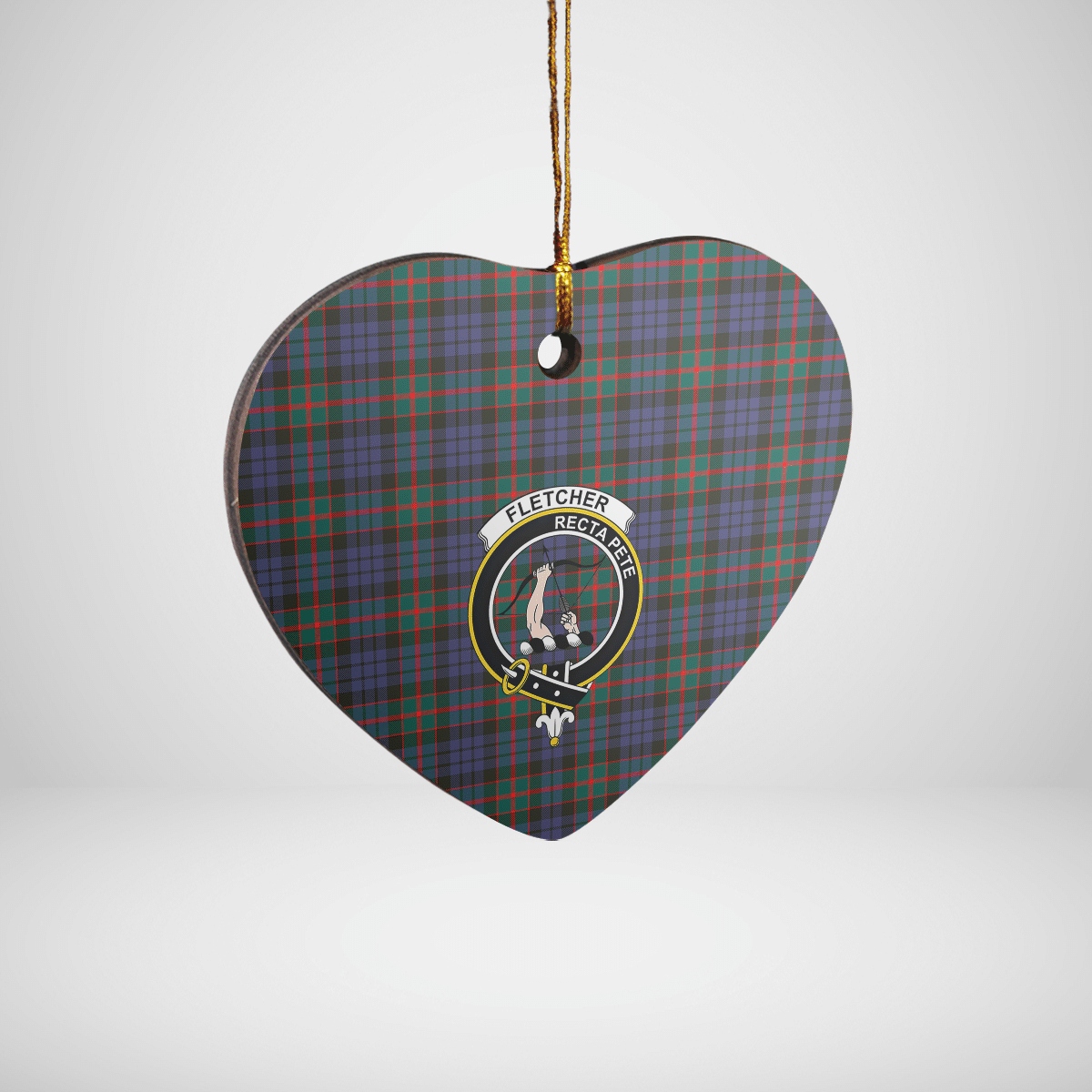 Clan Fletcher of Dunans Tartan Crest Heart Ceramic Ornament EP72 Fletcher of Dunans Tartan Tartan Christmas   