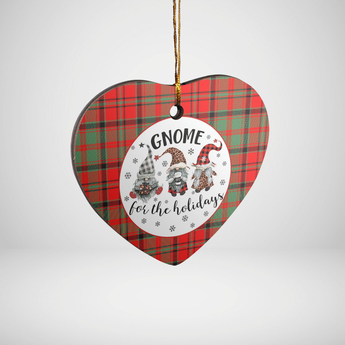 Clan Macnish Modern Tartan Tartan Crest Gnome Heart Ceramic Ornament AR81 Macnish Modern Tartan Tartan Christmas   
