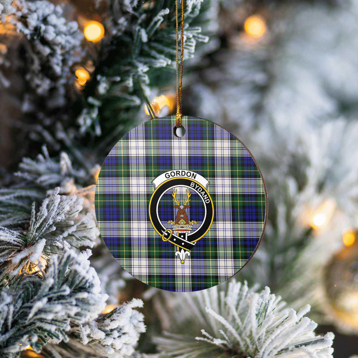 Clan Gordon Dress Modern Tartan Crest Round Ceramic Ornament CQ82 Gordon Dress Modern Tartan Tartan Christmas   