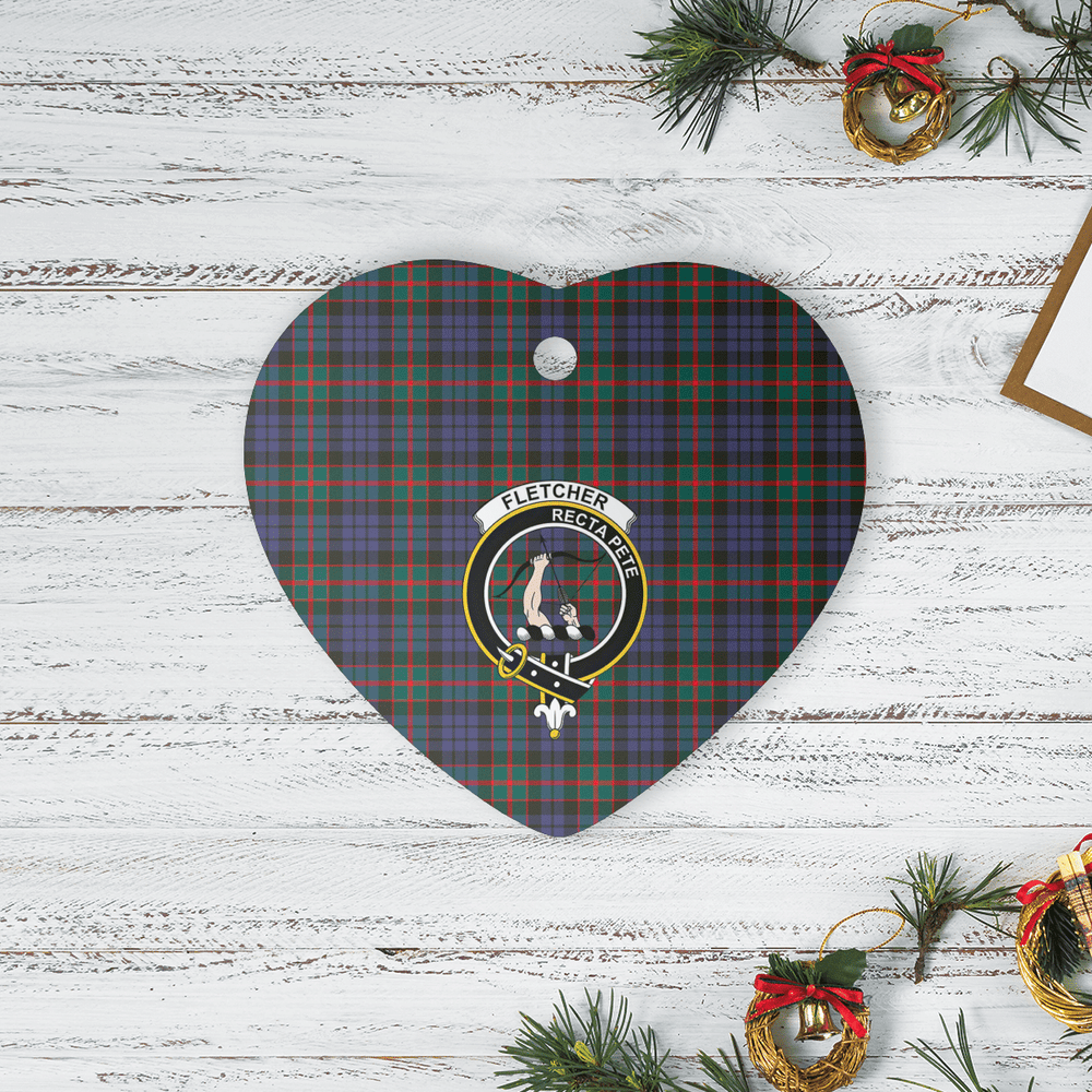 Clan Fletcher of Dunans Tartan Crest Heart Ceramic Ornament EP72 Fletcher of Dunans Tartan Tartan Christmas   