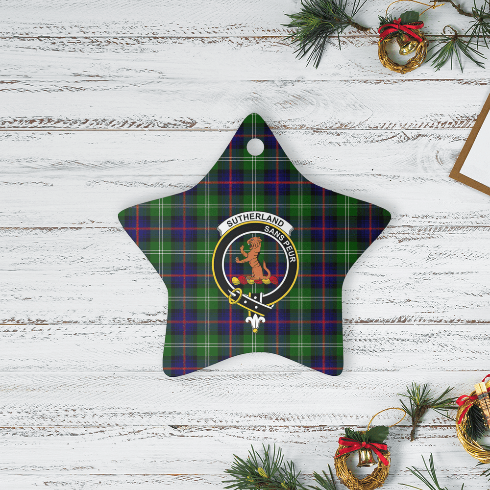 Clan Sutherland Modern Tartan Crest Star Ceramic Ornament NC73 Sutherland Modern Tartan Tartan Christmas   