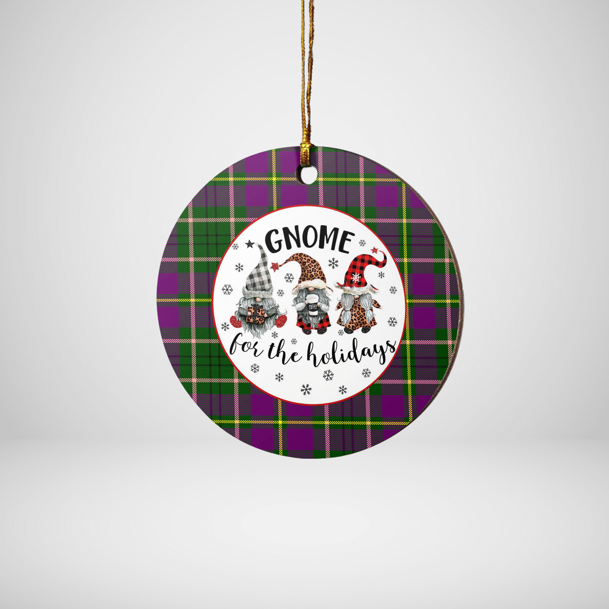 Clan Taylor Tartan Tartan Crest Gnome Round Ceramic Ornament GJ91 Taylor Tartan Tartan Christmas   